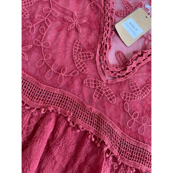 NWT Bohemia Lace Tunic/Dress Floral Embroidery Sheer V-Neckline Cottagecore BOHO - Picture 12 of 16